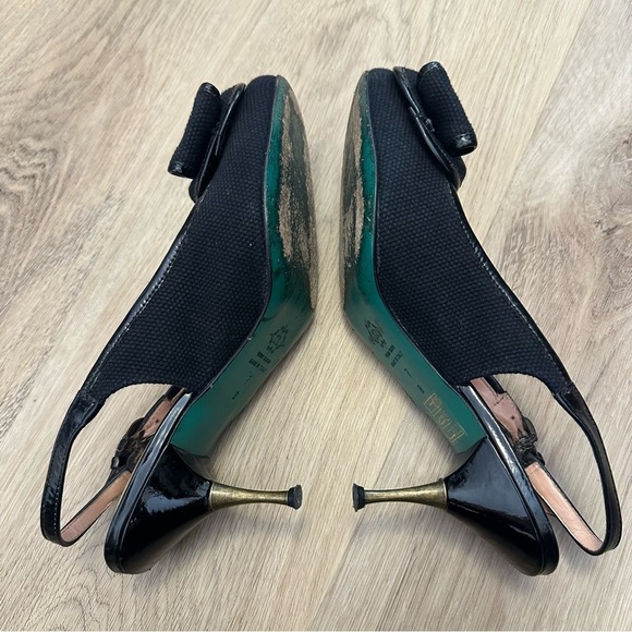 Nanette Lepore Black Canvas Bow Slingback Heels size 7 - Picture 3 of 9